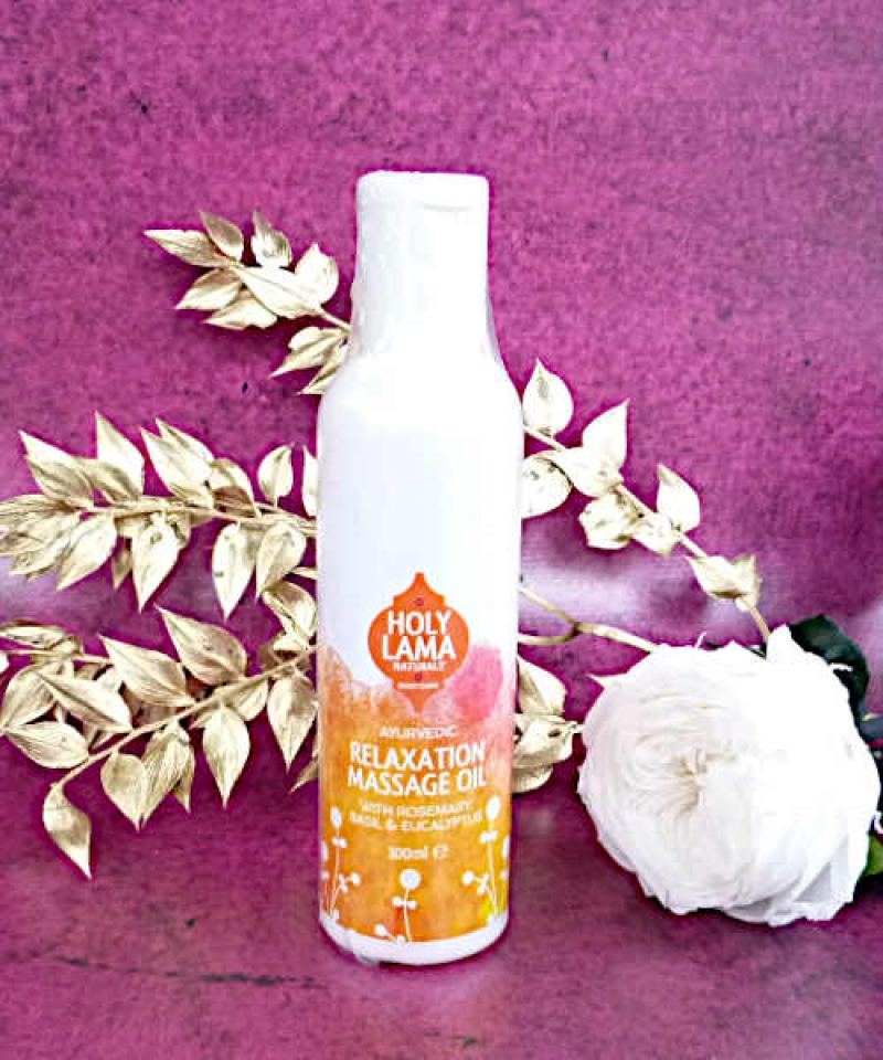 Holy Lama Ayurvedisches Massageöl Relaxation  Eukalyptus & Basilikumöl100ml